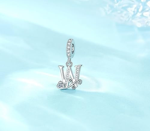 Classic Alphabet Letters A to Z Sterling Silver Dangle Charm Hallmarked S925 for Charm Bracelet and Necklace