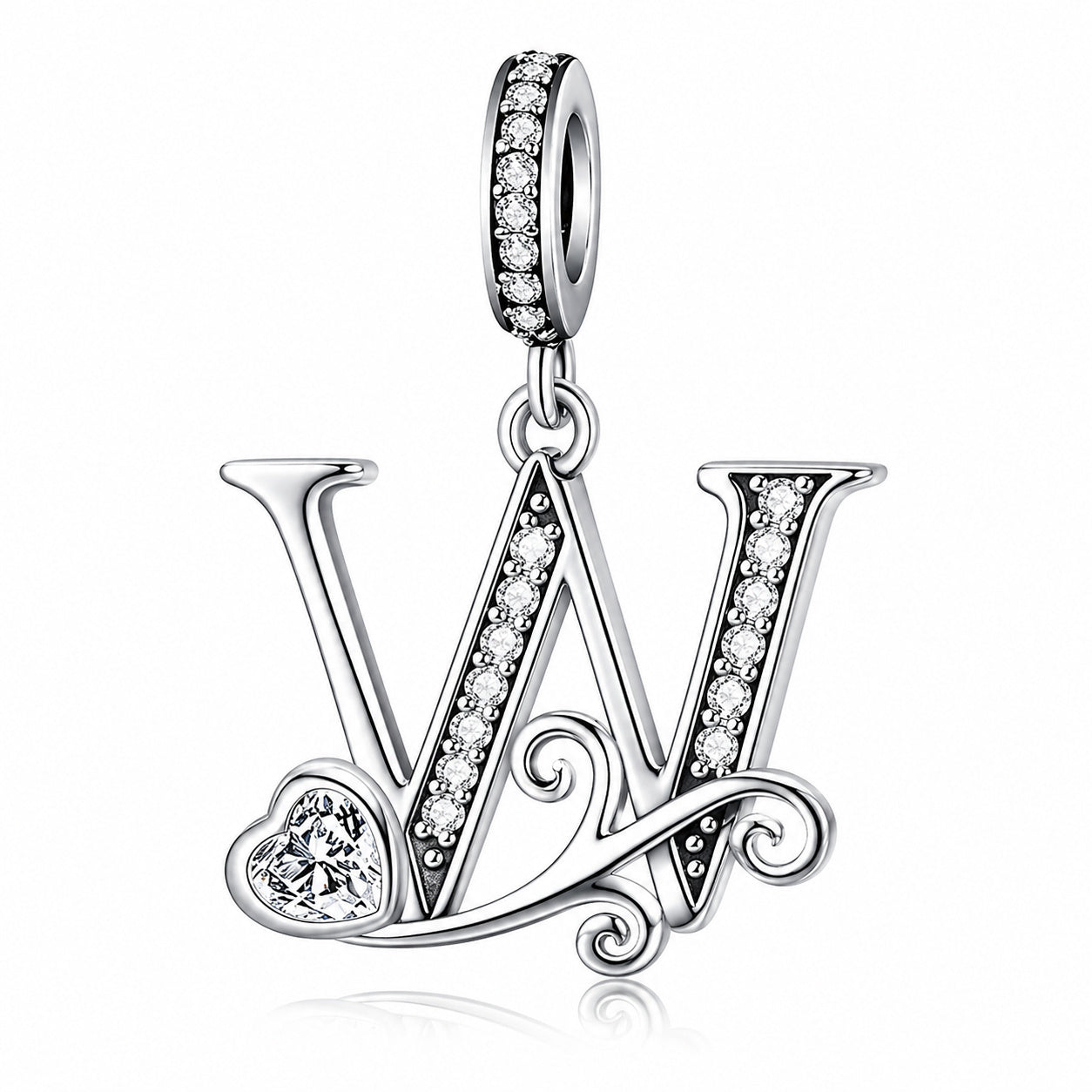 Classic Alphabet Letters A to Z Sterling Silver Dangle Charm Hallmarked S925 for Charm Bracelet and Necklace