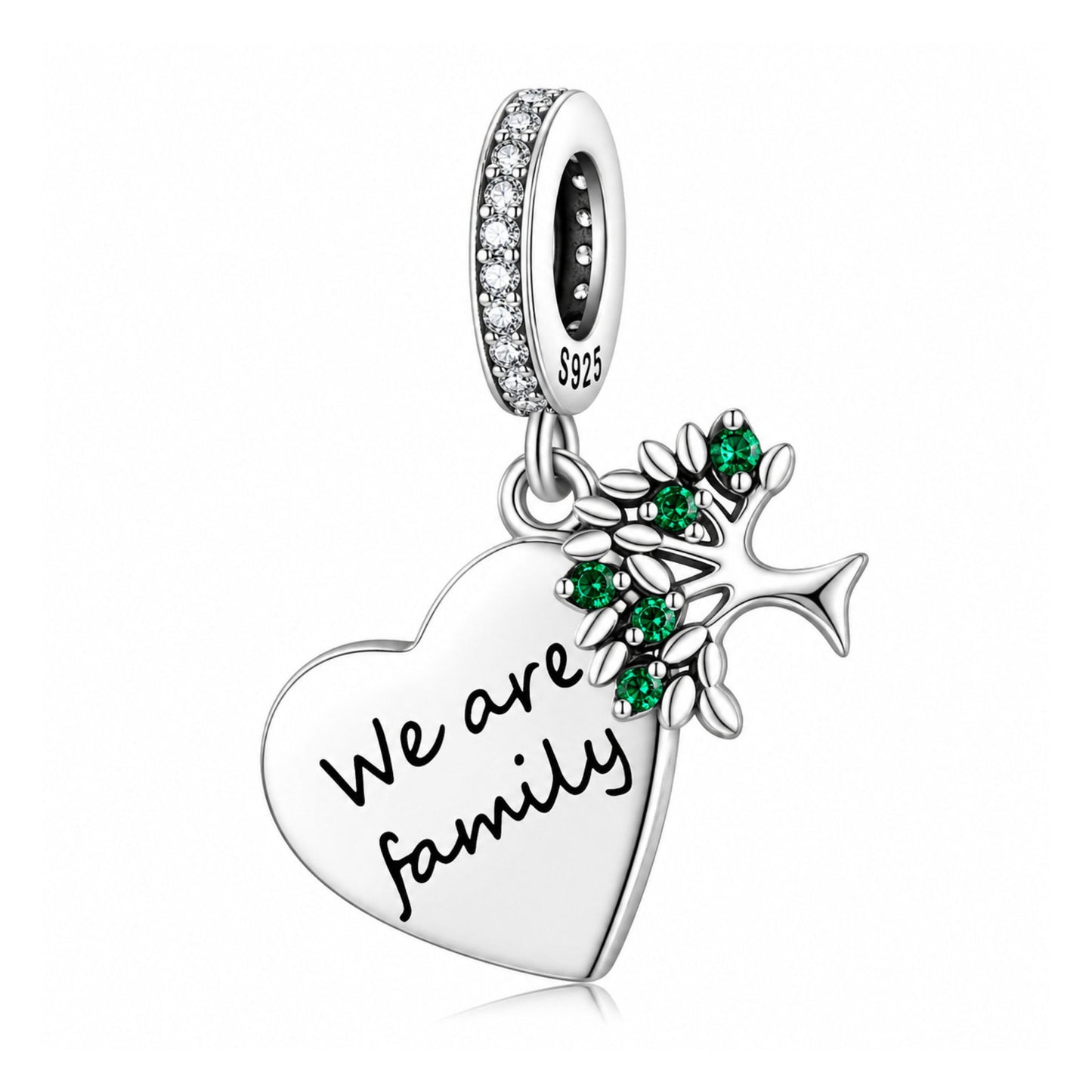 We Are Family Dangle Sterling Silver Charm Hallmarked S925 for Charm Bracelet and Necklace