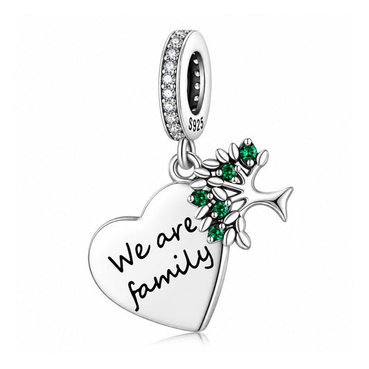 We Are Family Dangle Sterling Silver Charm Hallmarked S925 for Charm Bracelet and Necklace