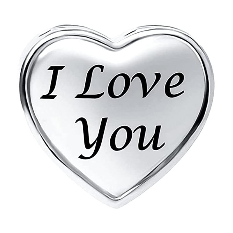 Wife I Love You Heart Charm for Bracelet, S925 Sterling Silver