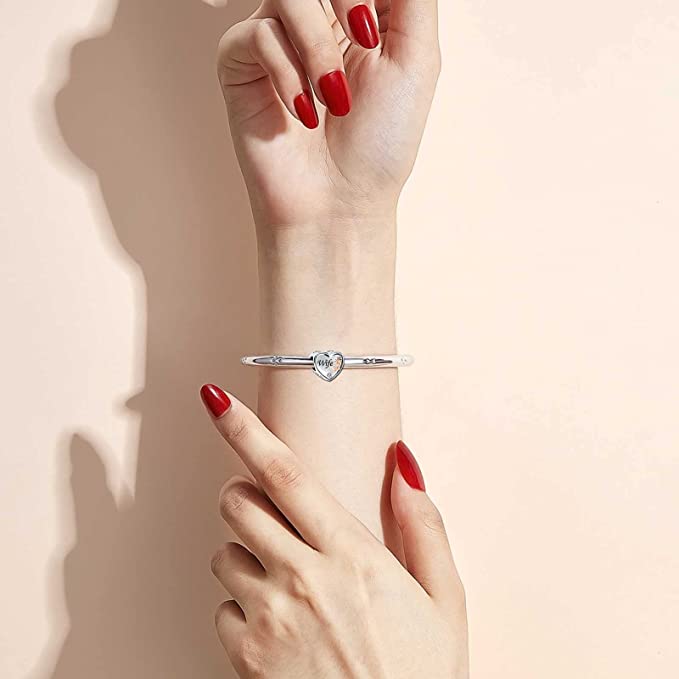 Wife I Love You Heart Charm for Bracelet, S925 Sterling Silver