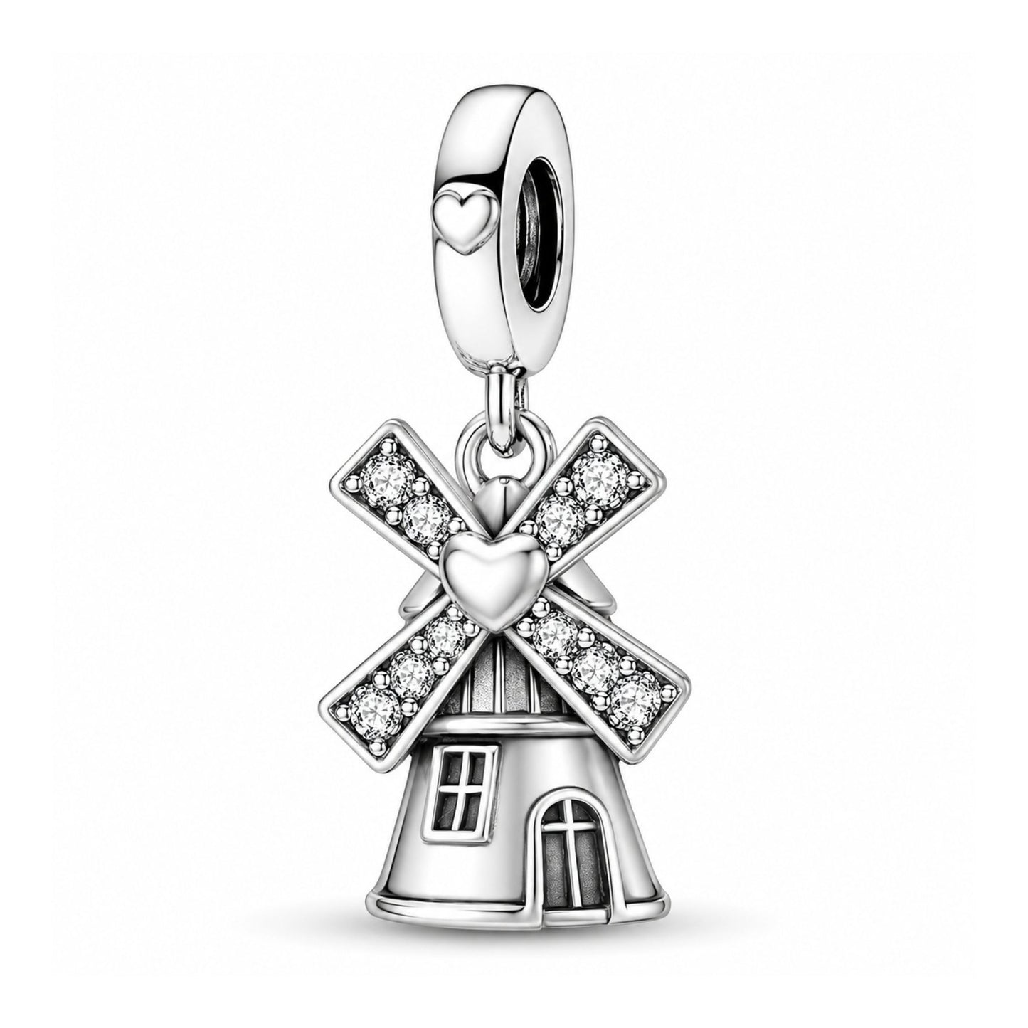 Windmill Dangle Sterling Silver Charm Hallmarked S925 for Charm Bracelet and Necklace