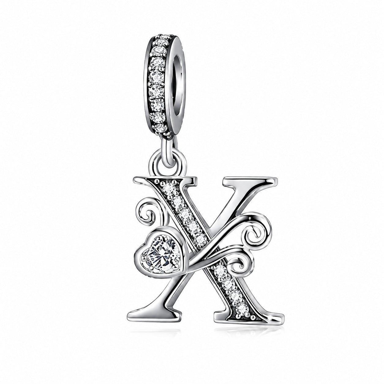 Classic Alphabet Letters A to Z Sterling Silver Dangle Charm Hallmarked S925 for Charm Bracelet and Necklace
