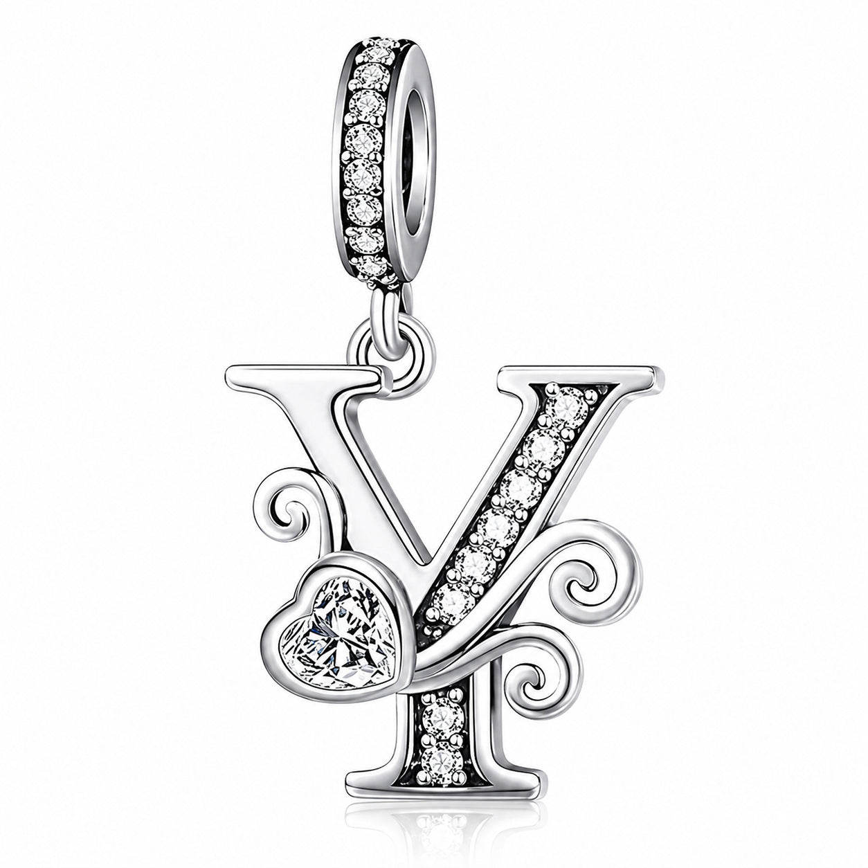 Classic Alphabet Letters A to Z Sterling Silver Dangle Charm Hallmarked S925 for Charm Bracelet and Necklace