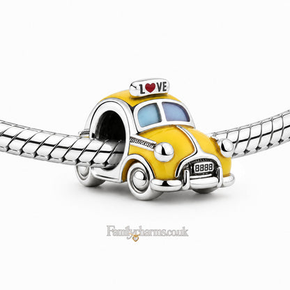 Yellow Car Charm Hallmarked S925 for Charm Bracelet and Necklace