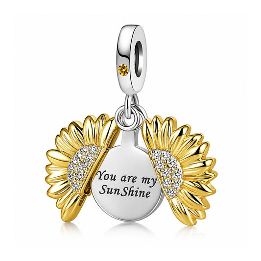 You Are My Sunshine Sterling Silver Charm Hallmarked S925 for Charm Bracelet and Necklace