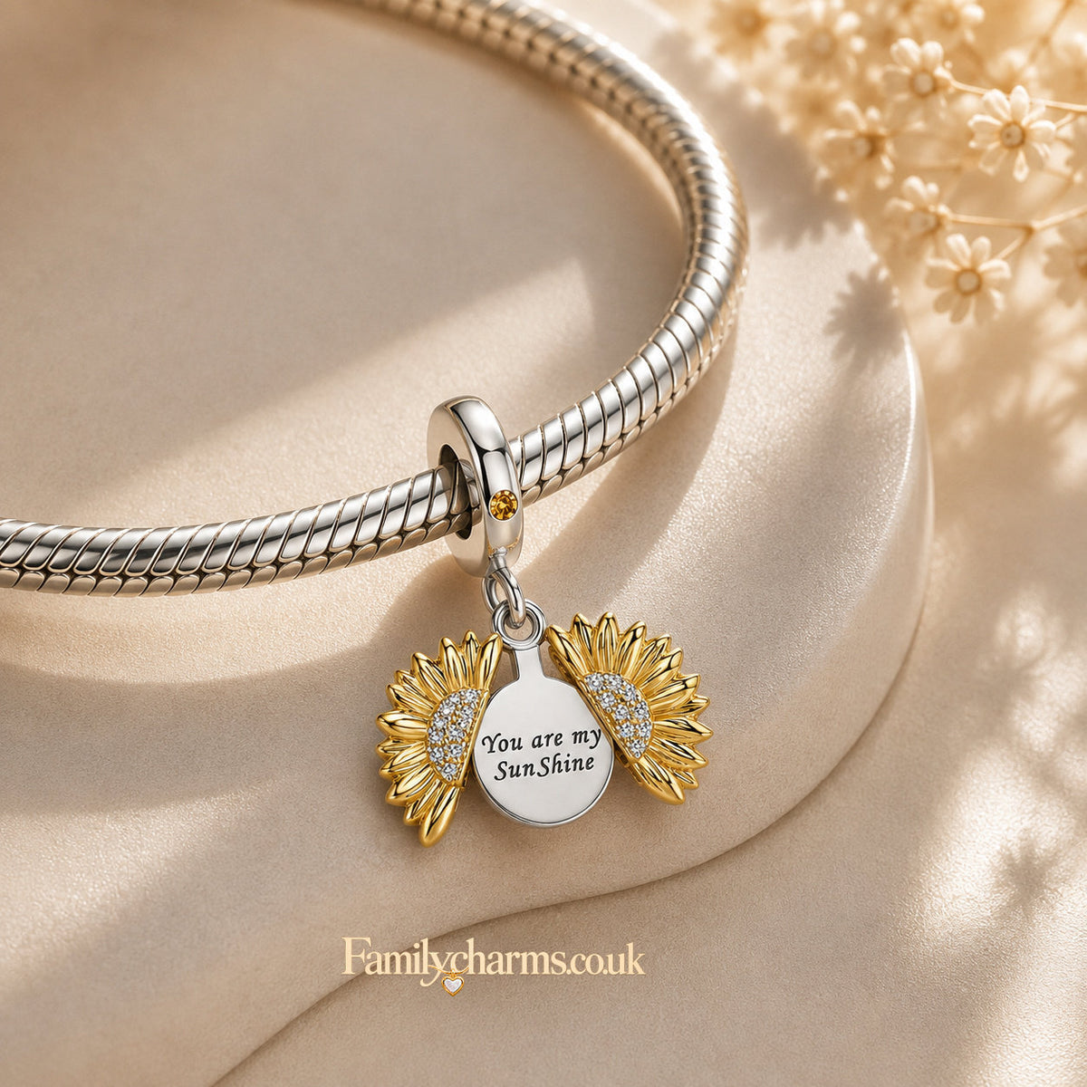 You Are My Sunshine Sterling Silver Charm Hallmarked S925 for Charm Bracelet and Necklace