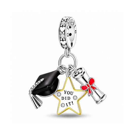You Did It Graduation Sterling Silver Charm Hallmarked S925 for Charm Bracelet and Necklace