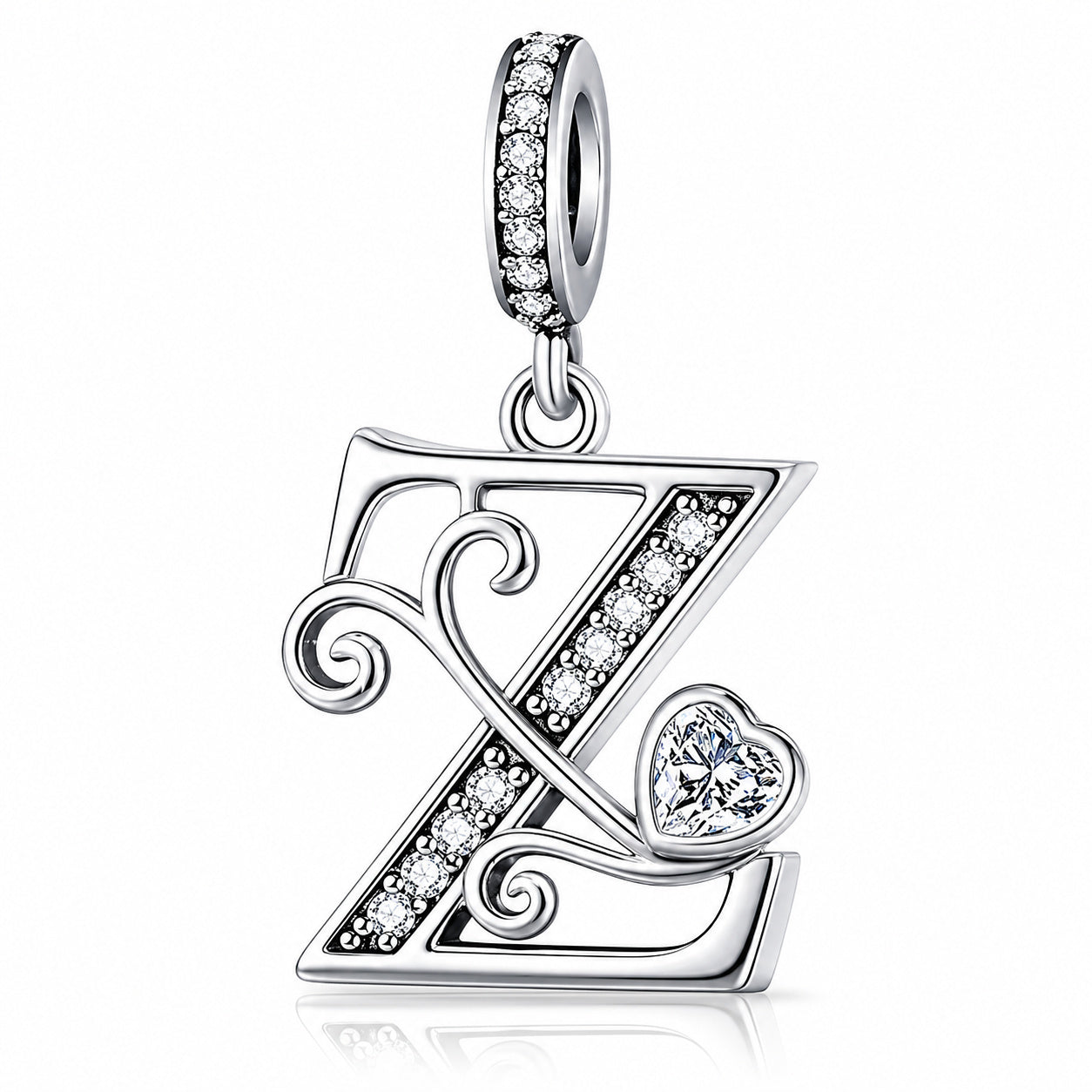 Classic Alphabet Letters A to Z Sterling Silver Dangle Charm Hallmarked S925 for Charm Bracelet and Necklace