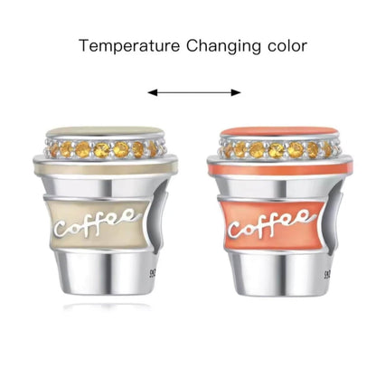 Colour Changing Coffee Cup Sterling Silver Charm Hallmarked S925 for Charm Bracelet and Necklace