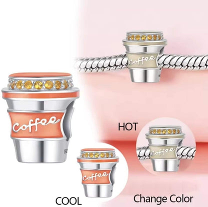 Colour Changing Coffee Cup Sterling Silver Charm Hallmarked S925 for Charm Bracelet and Necklace