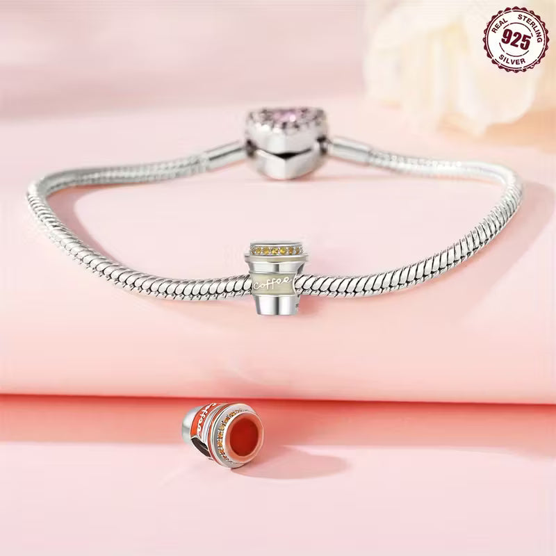 Colour Changing Coffee Cup Sterling Silver Charm Hallmarked S925 for Charm Bracelet and Necklace