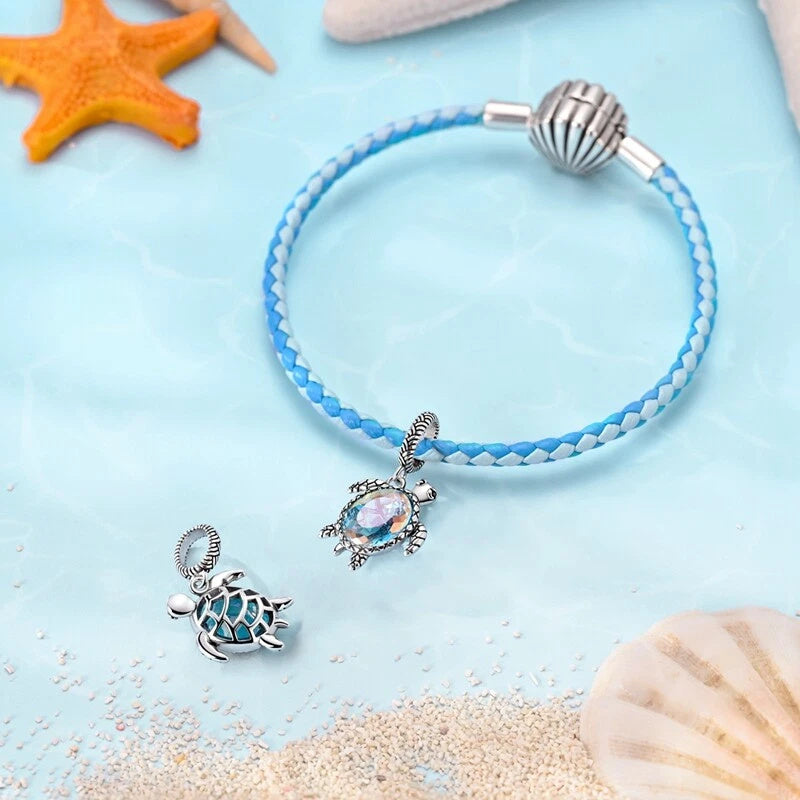 Colourful Turtle Sterling Silver Charm Hallmarked S925 for Charm Bracelet and Necklace