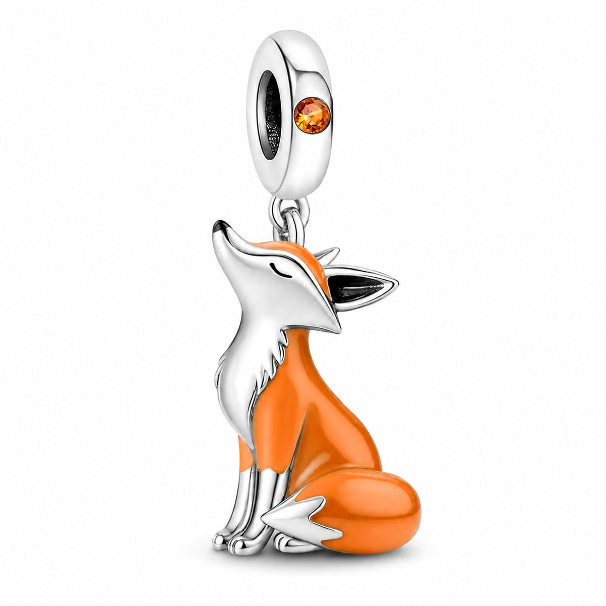 S925 Sterling Silver Cute Fox Dangle Charm for Bracelets