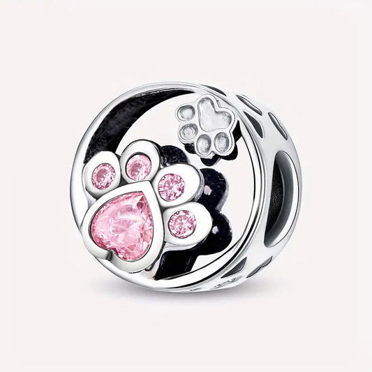Pink Heart Bead Sterling Silver Charm Hallmarked S925 for Charm Bracelet and Necklace