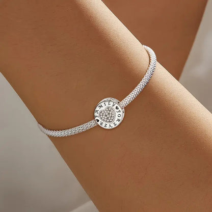 Family Forever Bead Sterling Silver Charm Hallmarked S925 for Charm Bracelet and Necklace