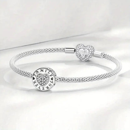 Family Forever Bead Sterling Silver Charm Hallmarked S925 for Charm Bracelet and Necklace