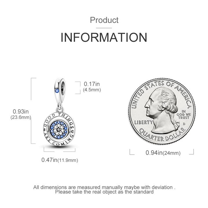 Good Things Are Coming Dangle Sterling Silver Charm Hallmarked S925 for Charm Bracelet and Necklace