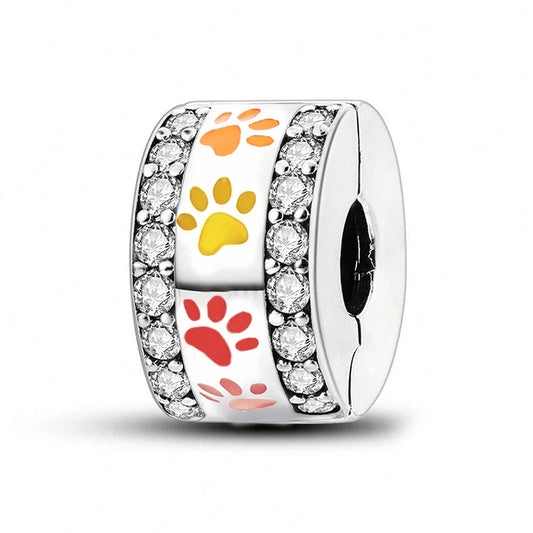 Multicolour Dog Claw Clip Sterling Silver Charm Hallmarked S925 for Charm Bracelet and Necklace