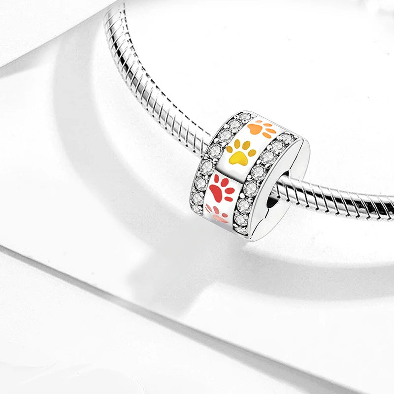 Multicolour Dog Claw Clip Sterling Silver Charm Hallmarked S925 for Charm Bracelet and Necklace