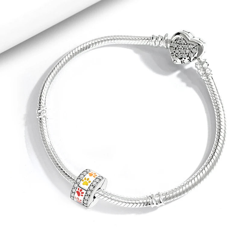 Multicolour Dog Claw Clip Sterling Silver Charm Hallmarked S925 for Charm Bracelet and Necklace
