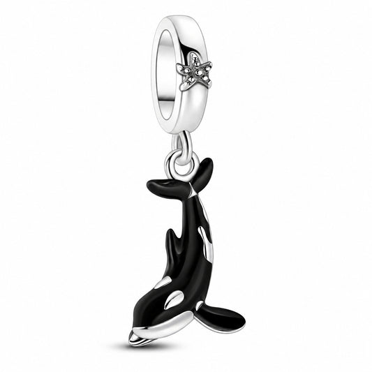 S925 Sterling Silver Glow in the Dark Killer Whale Dangle Charm For Bracelets