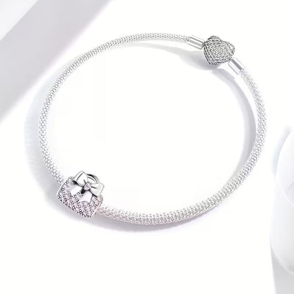 Handbag With A Bow Sterling Silver Charm Hallmarked S925 for Charm Bracelet and Necklace