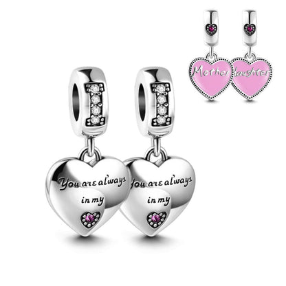 Mother Daughter Dangle Sterling Silver Charm Hallmarked S925 for Charm Bracelet and Necklace
