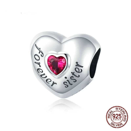 Forever Sister Charm For Bracelet, S925 Sterling Silver