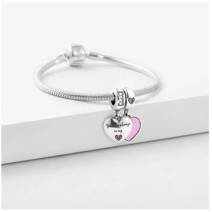 Mother Daughter Dangle Sterling Silver Charm Hallmarked S925 for Charm Bracelet and Necklace