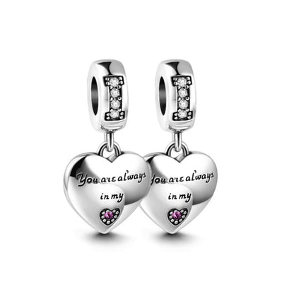 Mother Daughter Dangle Sterling Silver Charm Hallmarked S925 for Charm Bracelet and Necklace