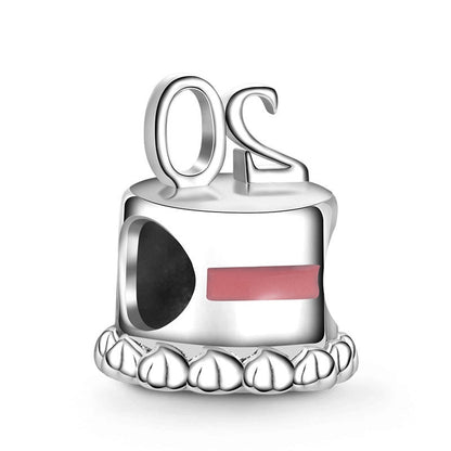 20th Happy Birthday Cake Sterling Silver Charm Hallmarked S925 for Charm Bracelet and Necklace