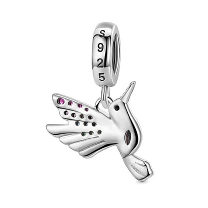 Hummingbird Pendant Sterling Silver Charm Hallmarked S925 for Charm Bracelet and Necklace